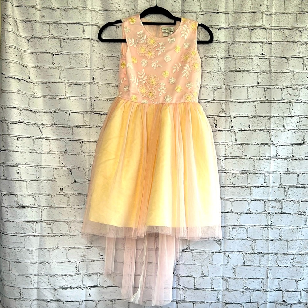 ⭐️ Rare Editions Princess dress layers crinoline sheer overlay high low girls 14